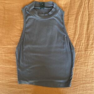 Soft grey mock neck crop tank